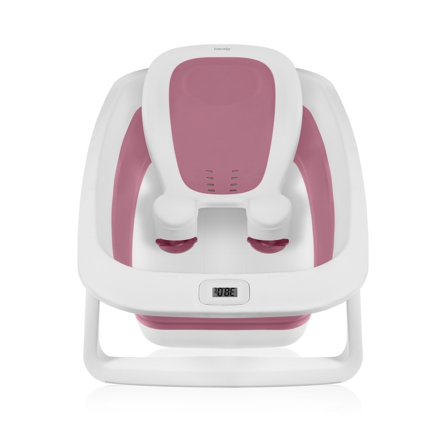 Lionelo - Bañera plegable para bebé con termómetro BABY BUBBLE 2x LR44 Rosa Magnolia