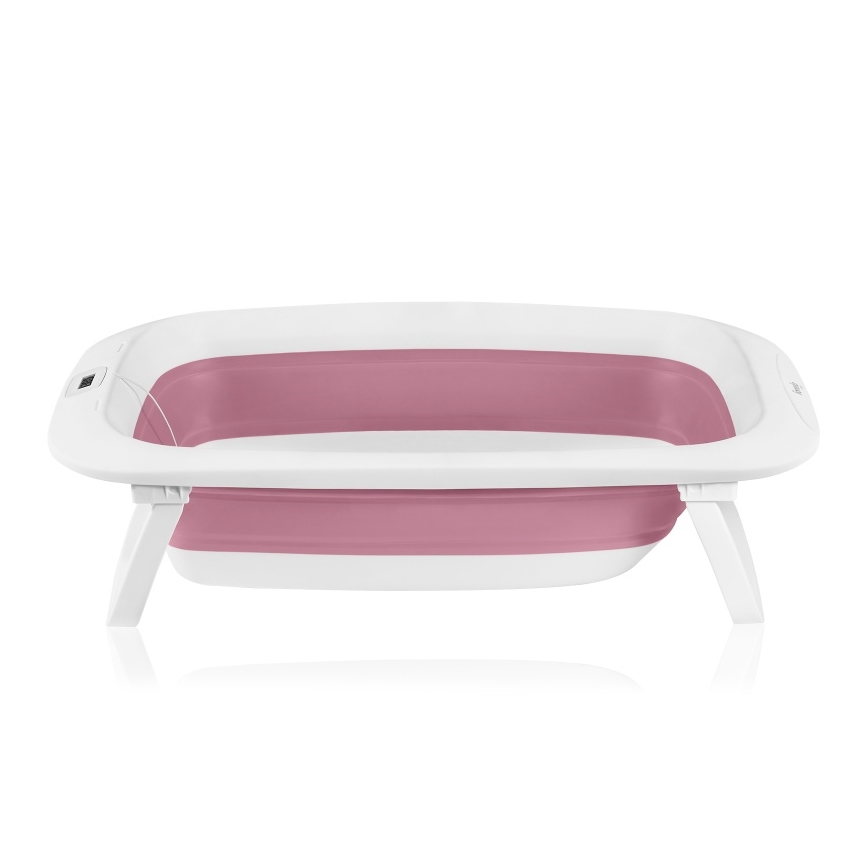 Lionelo - Bañera plegable para bebé con termómetro BABY BUBBLE 2x LR44 Rosa Magnolia