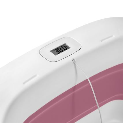Lionelo - Bañera plegable para bebé con termómetro BABY BUBBLE 2x LR44 Rosa Magnolia