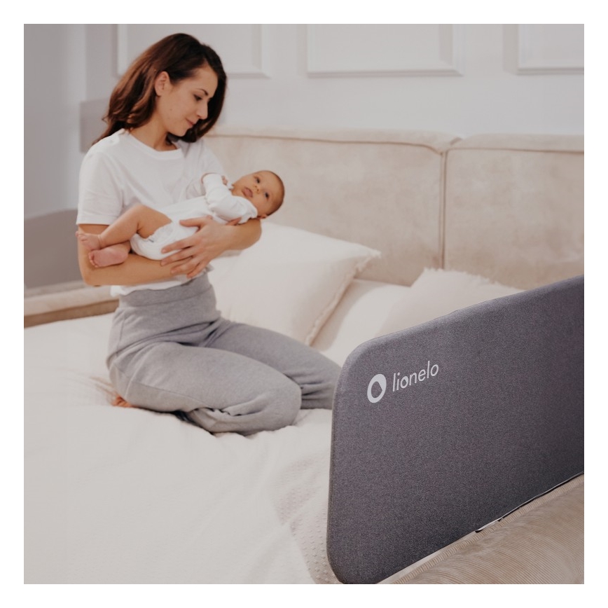 Lionelo - Barandilla de seguridad para cama LORA gris oscuro