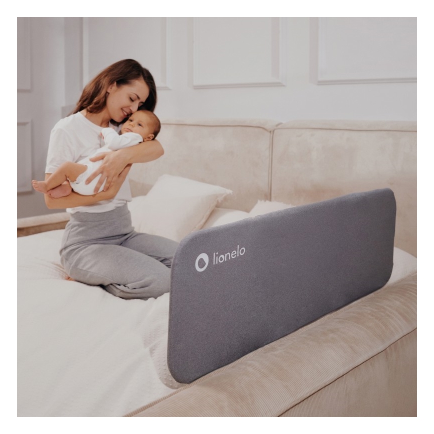 Lionelo - Barandilla de seguridad para cama LORA gris oscuro