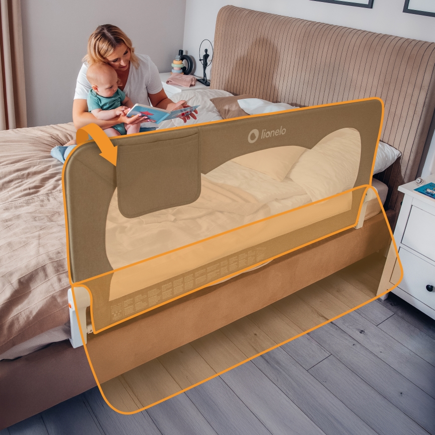 Lionelo - Barrera de seguridad para cama HANNA Gris Melange