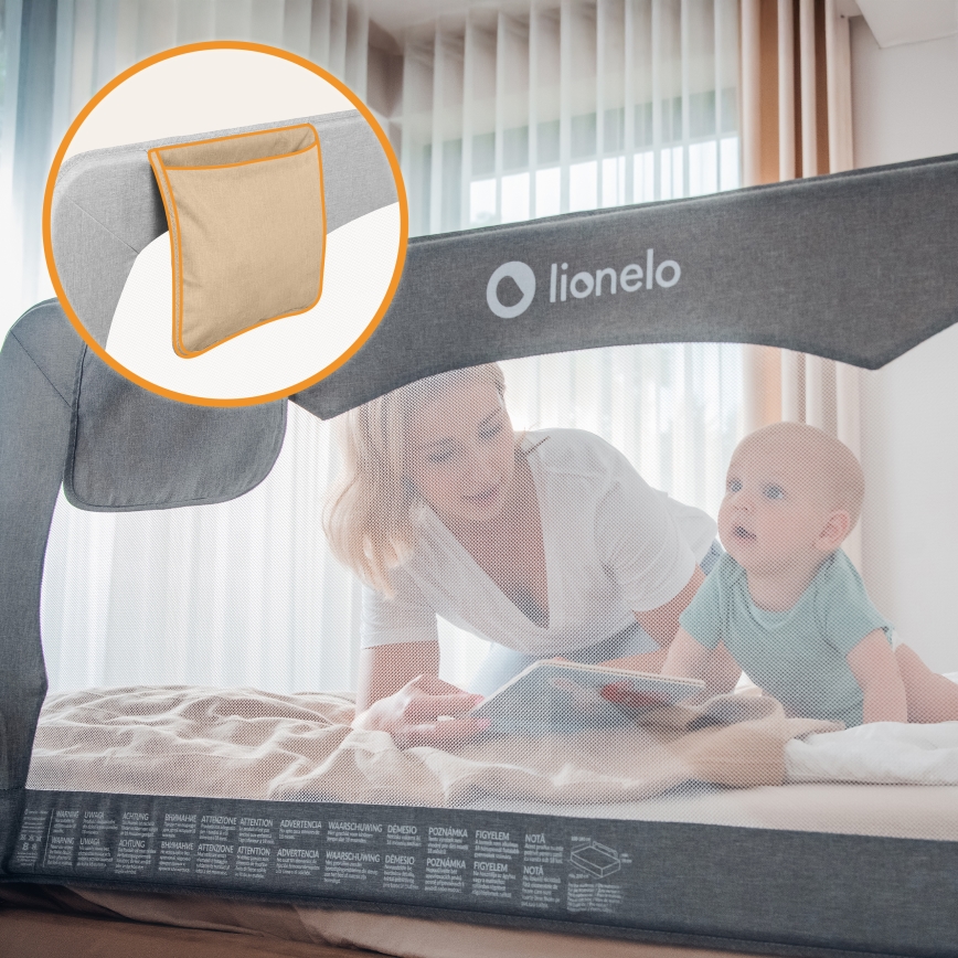 Lionelo - Barrera de seguridad para cama HANNA Gris Melange