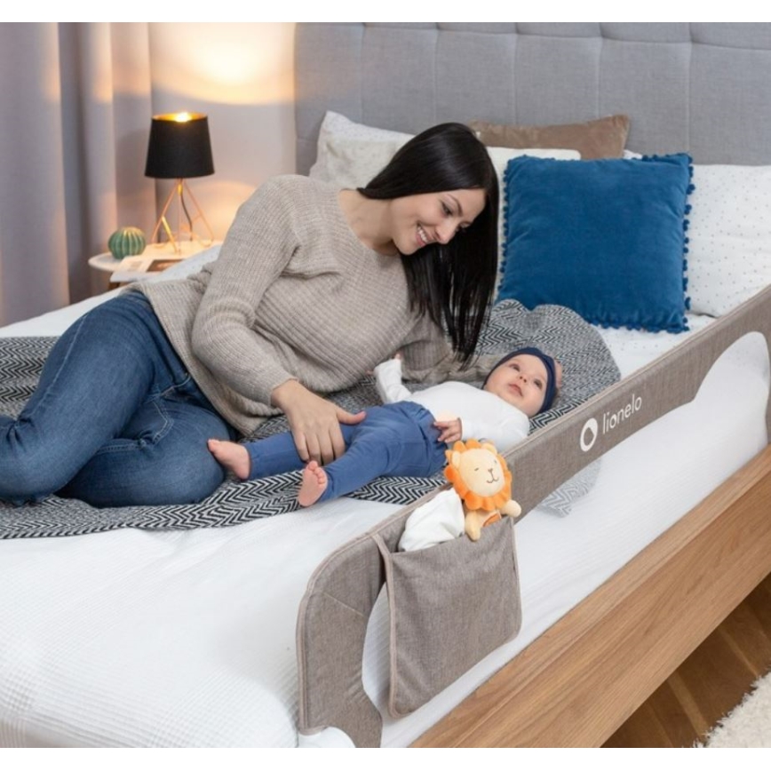Lionelo - Barrera de seguridad para la cama EVA gris