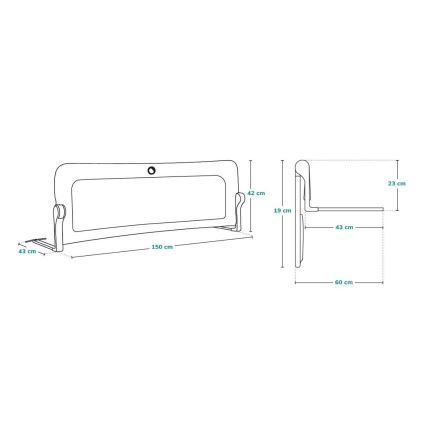Lionelo - Barrera de seguridad para la cama EVA gris