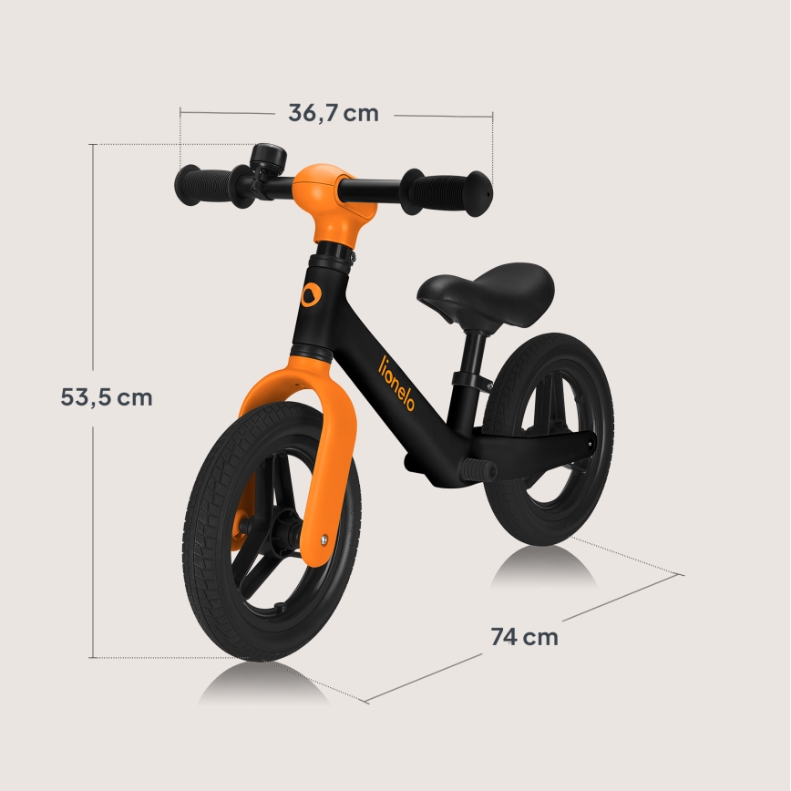 Lionelo - Bicicleta de equilibrio TONI Negro y Naranja