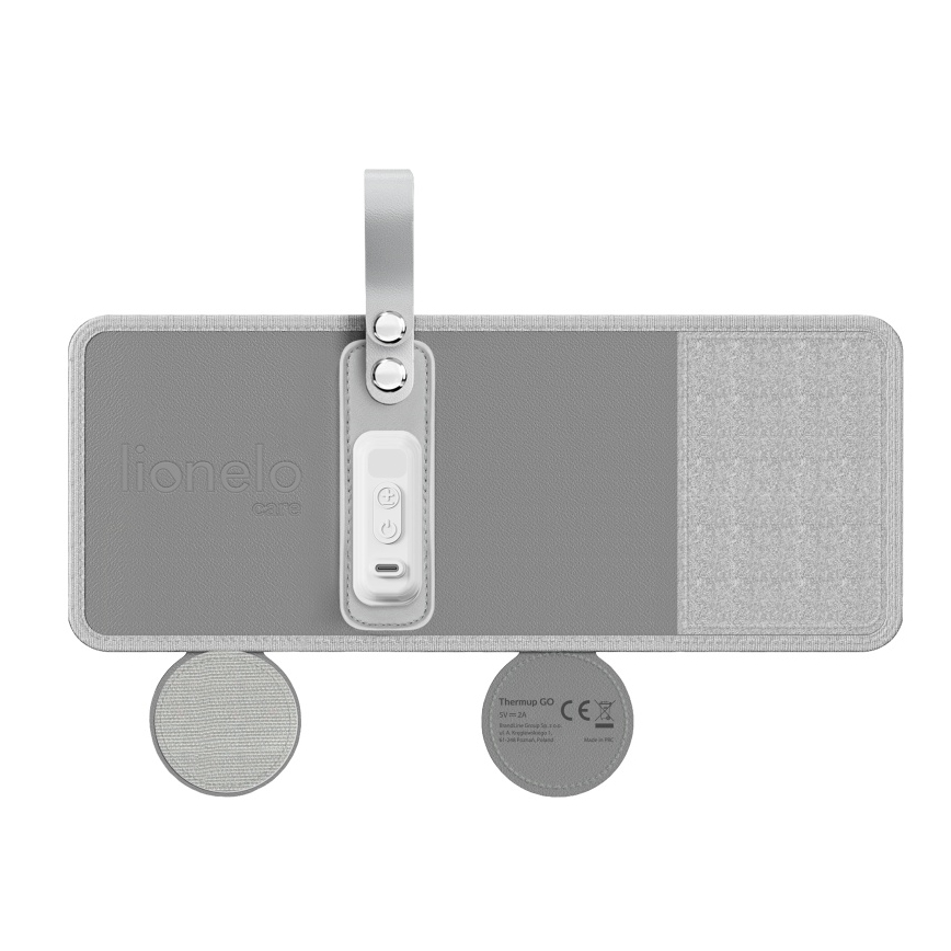Lionelo - Calentador de biberones recargable THERMUP GO 18W/5V Gris plateado