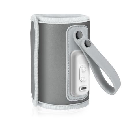 Lionelo - Calentador de biberones recargable THERMUP GO 18W/5V Gris plateado