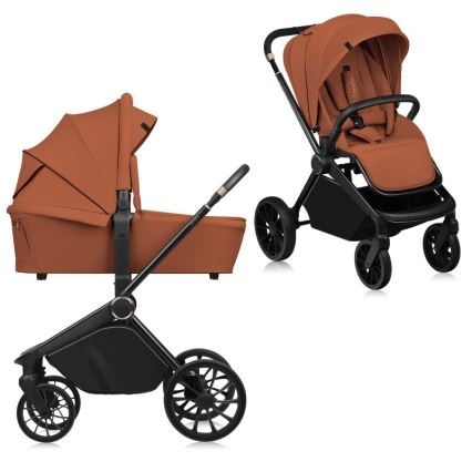Lionelo - Carrito combinable 2 en 1 MIKA PLUS Marrón Óxido