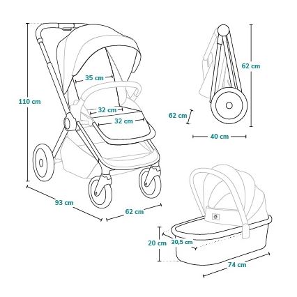 Lionelo - Carrito combinable 2 en 1 MIKA PLUS Marrón Óxido
