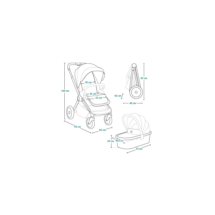 Lionelo - Carrito combinable 2 en 1 MIKA PLUS Marrón Óxido