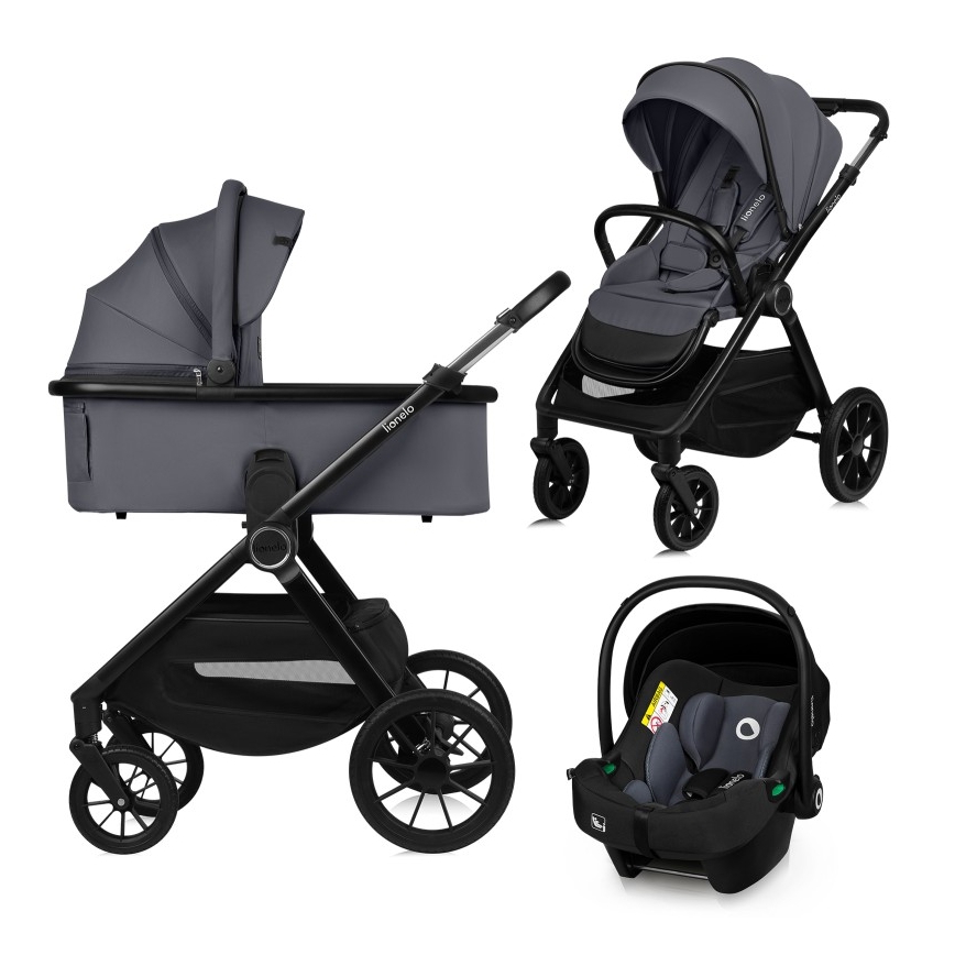 Lionelo - Carrito combinable 3 en 1 LAYLA Gris Piedra