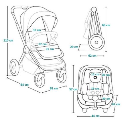 Lionelo - Carrito combinable 3 en 1 LAYLA Gris Piedra