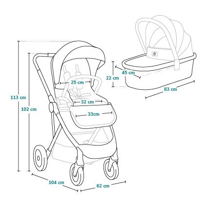 Lionelo - Carrito combinado 2 en 1 AMBER Gris Grafito