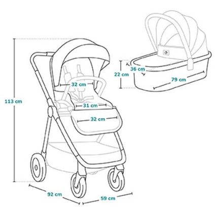 Lionelo - Coche combinado 2 en 1 MERIL Gris Piedra