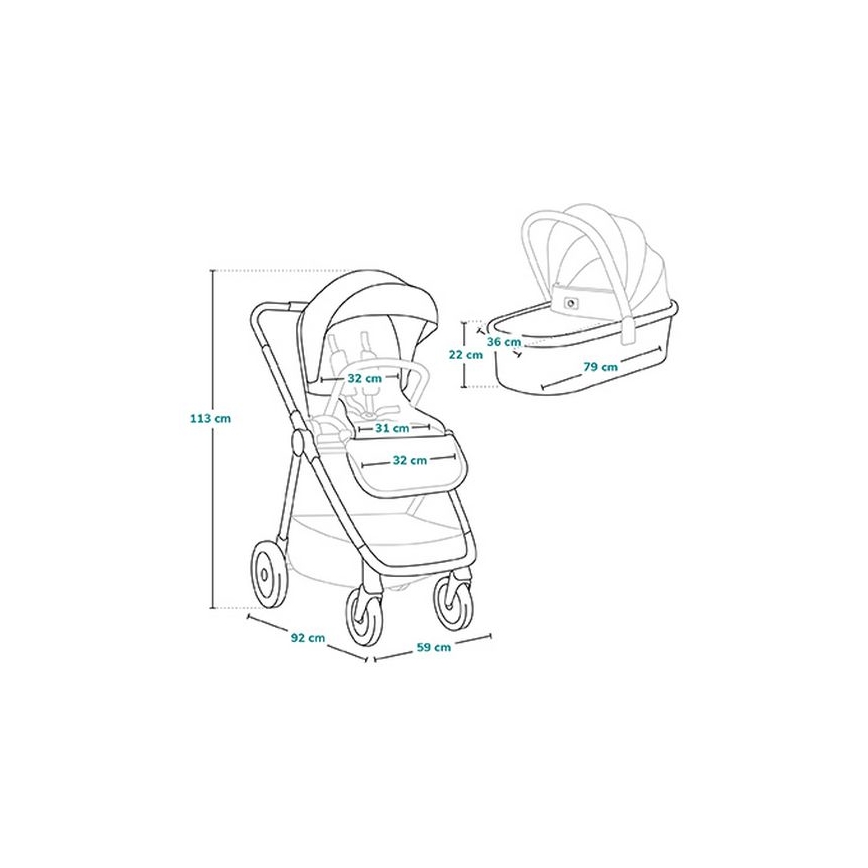 Lionelo - Coche combinado 2 en 1 MERIL Gris Piedra