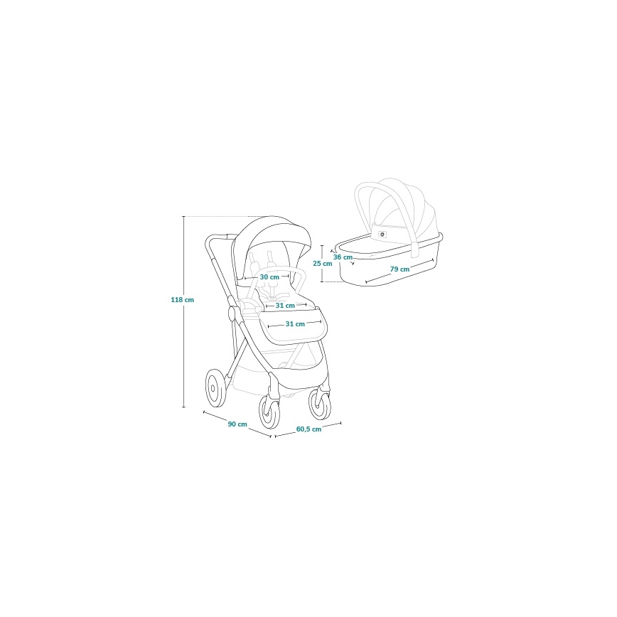 Lionelo - Cochecito combinable 2 en 1 AMBER PLUS Verde Bosque