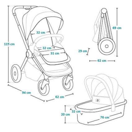 Lionelo - Cochecito combinable 2 en 1 LAYLA Negro Ónix