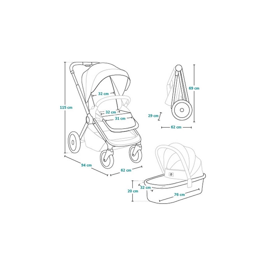 Lionelo - Cochecito combinable 2 en 1 LAYLA Negro Ónix