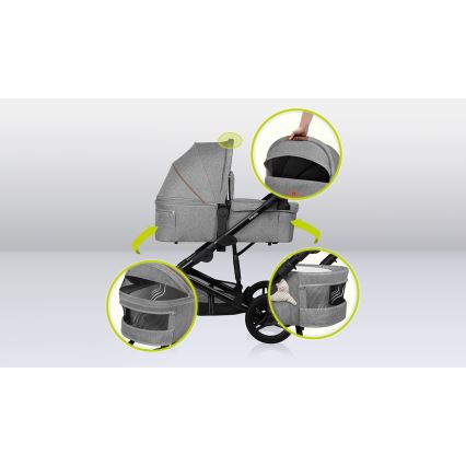 Lionelo - Cochecito combinable 2 en 1 MARI TOUR Grey Stone