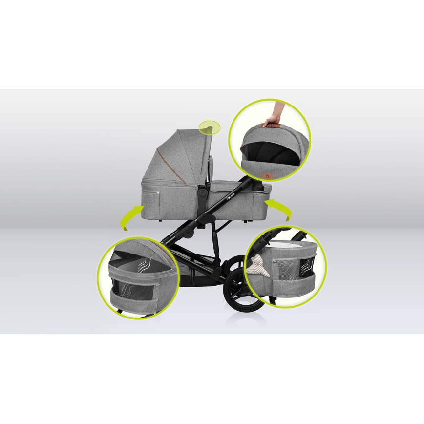 Lionelo - Cochecito combinable 2 en 1 MARI TOUR Grey Stone