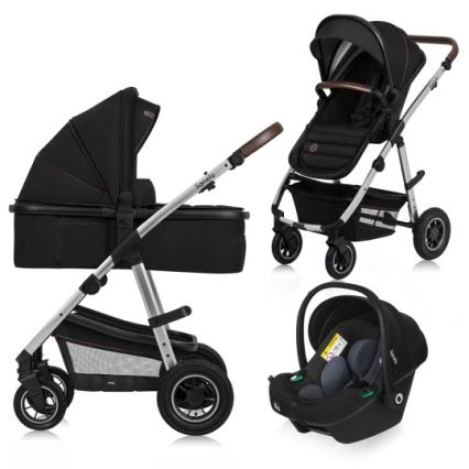 Lionelo - Cochecito combinable 3 en 1 AMBER Negro/Plateado