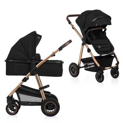 Lionelo - Cochecito combinado 2 en 1 AMBER Negro Ónix