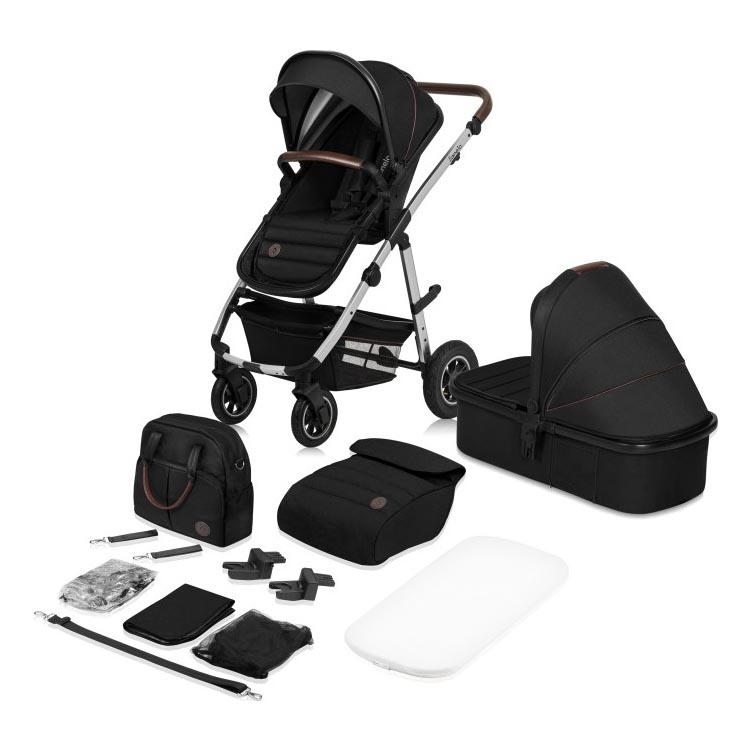 Lionelo - Cochecito combinado 2 en 1 AMBER Negro/Plata