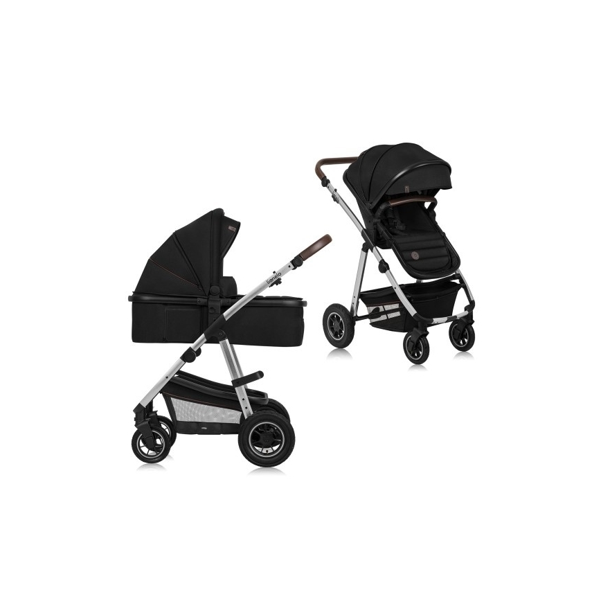 Lionelo - Cochecito combinado 2 en 1 AMBER Negro/Plata