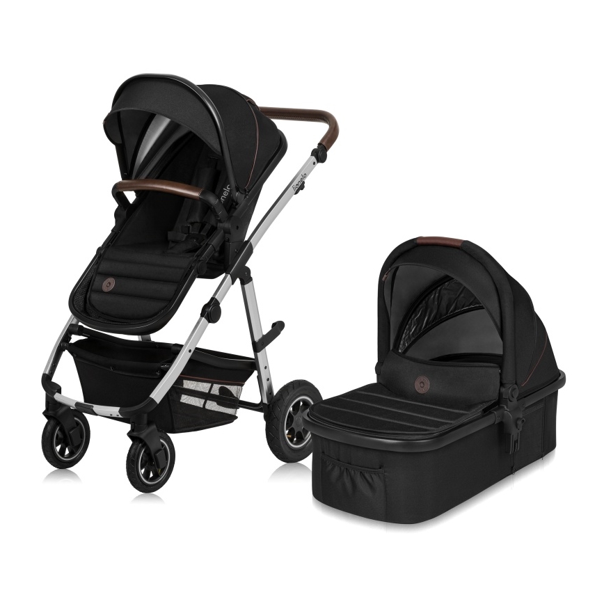 Lionelo - Cochecito combinado 2 en 1 AMBER Negro/Plata