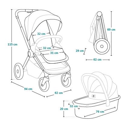 Lionelo - Cochecito combinado 2 en 1 LAYLA Grey Stone