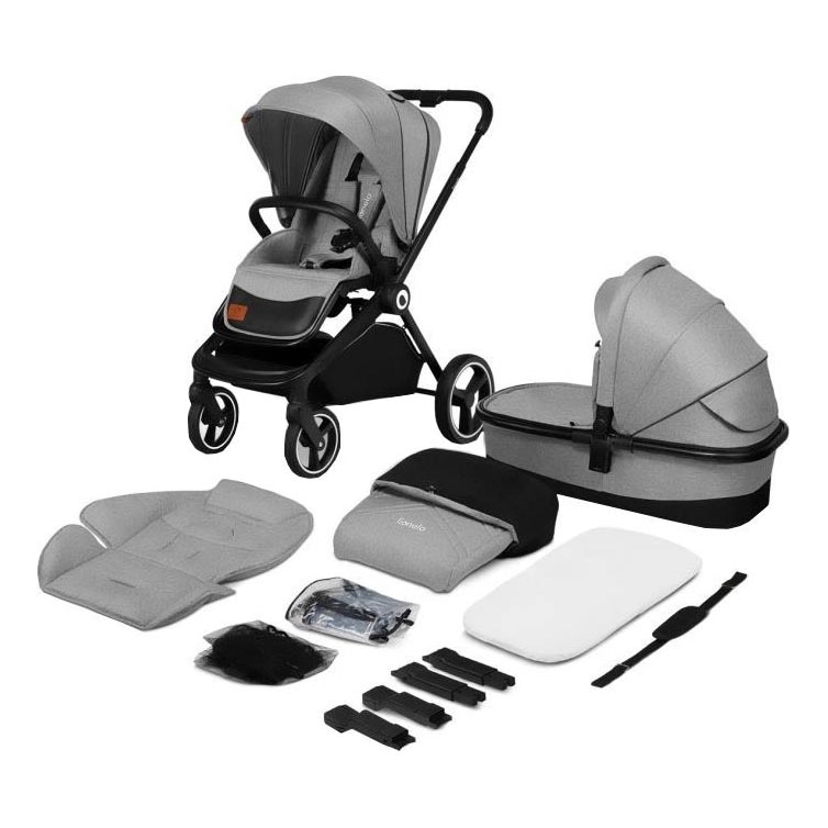 Lionelo - Cochecito combinado 2 en 1 MIKA Grey Stone
