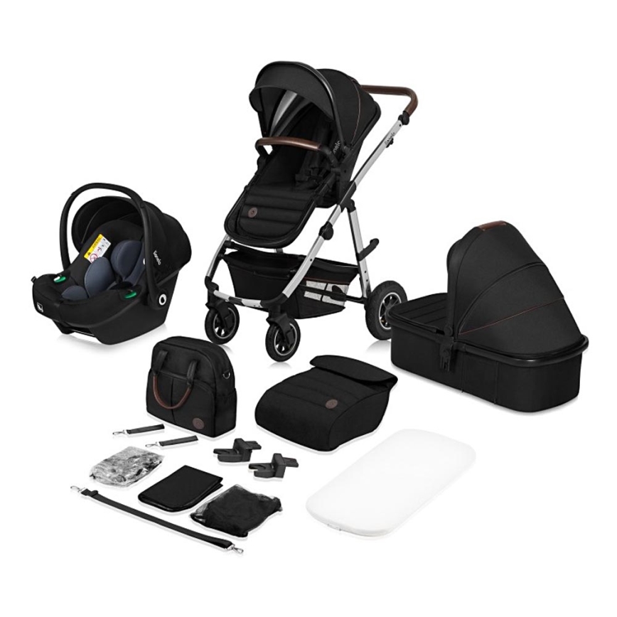Lionelo - Cochecito combinado 3 en 1 AMBER Negro/Plateado