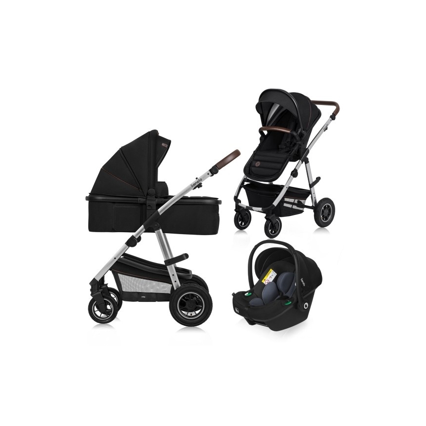 Lionelo - Cochecito combinado 3 en 1 AMBER Negro/Plateado
