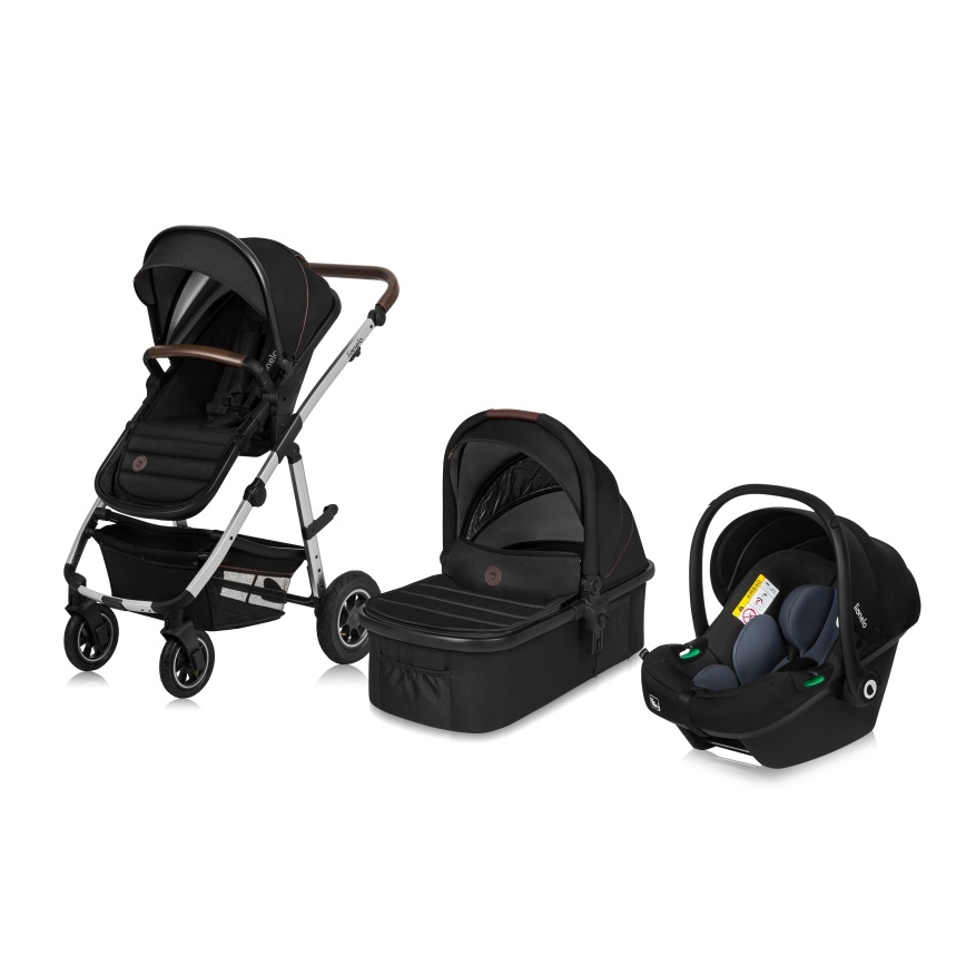 Lionelo - Cochecito combinado 3 en 1 AMBER Negro/Plateado