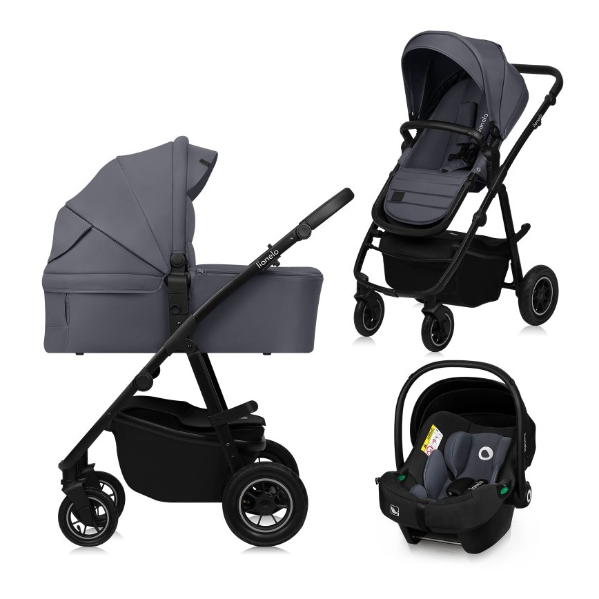 Lionelo - Cochecito combinado 3 en 1 AMBER PLUS gris grafito