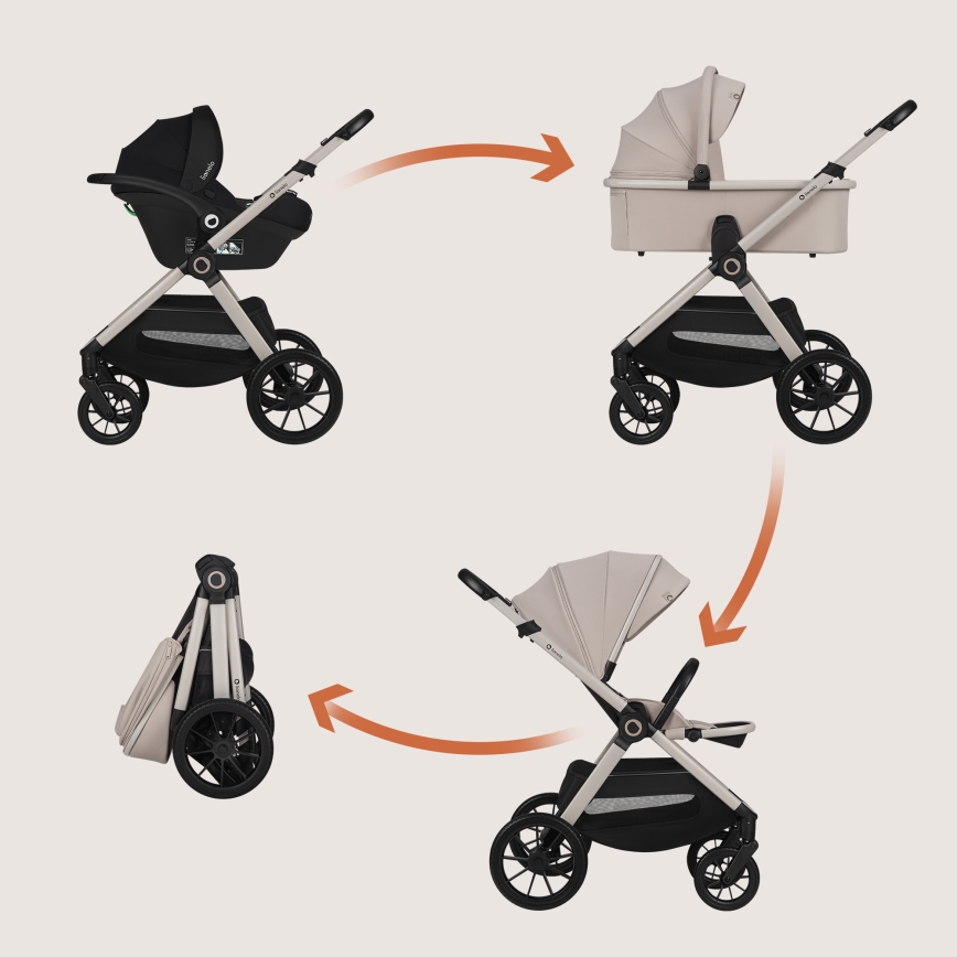 Lionelo - Cochecito combinado 3 en 1 LAYLA Beige Sand