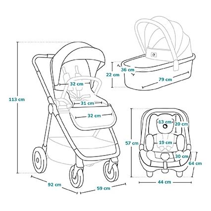 Lionelo - Cochecito combinado 3 en 1 MERIL Beige Arena