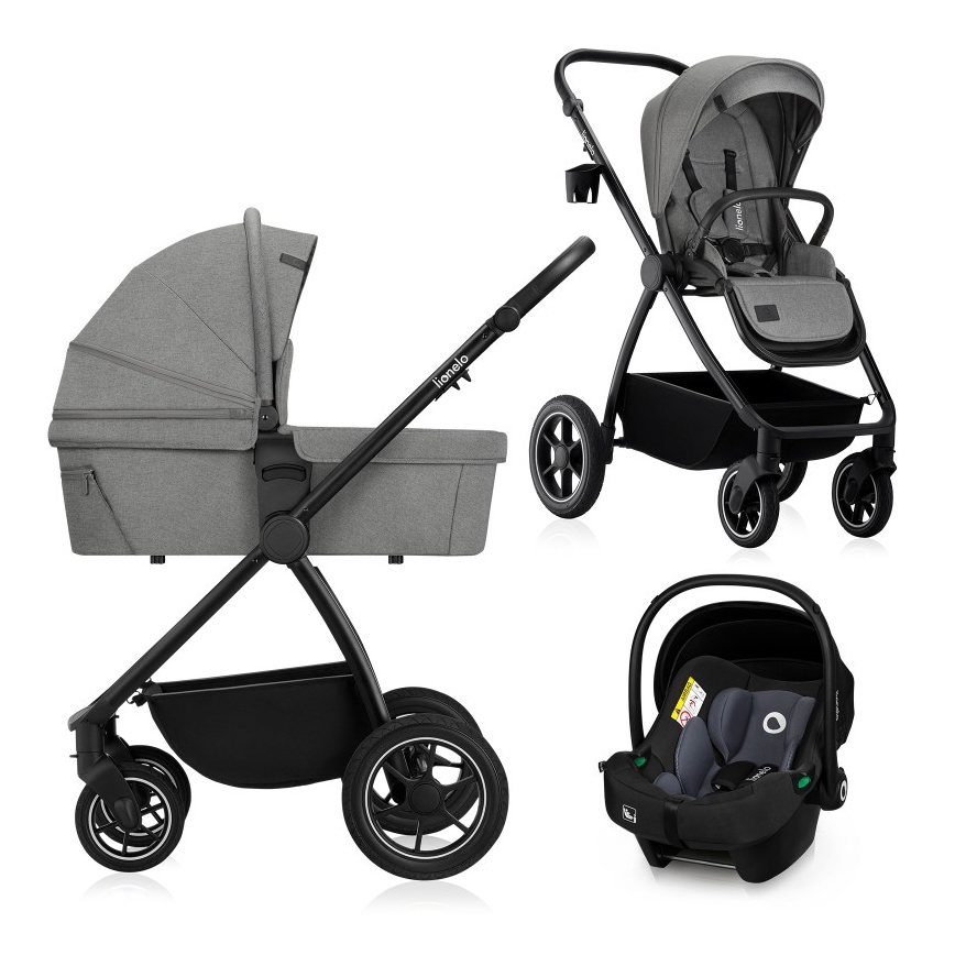 Lionelo - Cochecito combinado 3 en 1 MERIL Grey Stone