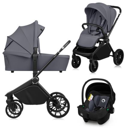 Lionelo - Cochecito combinado 3 en 1 MIKA PLUS Gris Piedra