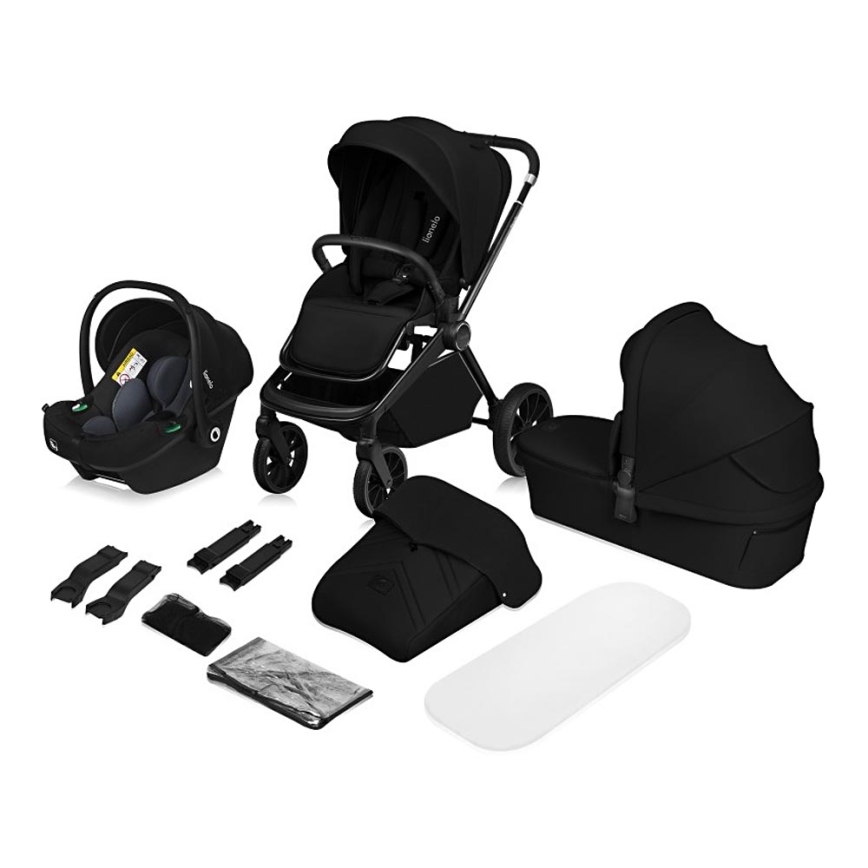 Lionelo - Cochecito combinado 3 en 1 MIKA PLUS Negro ónix