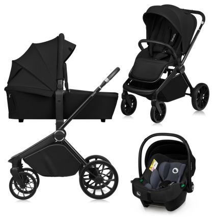 Lionelo - Cochecito combinado 3 en 1 MIKA PLUS Negro ónix