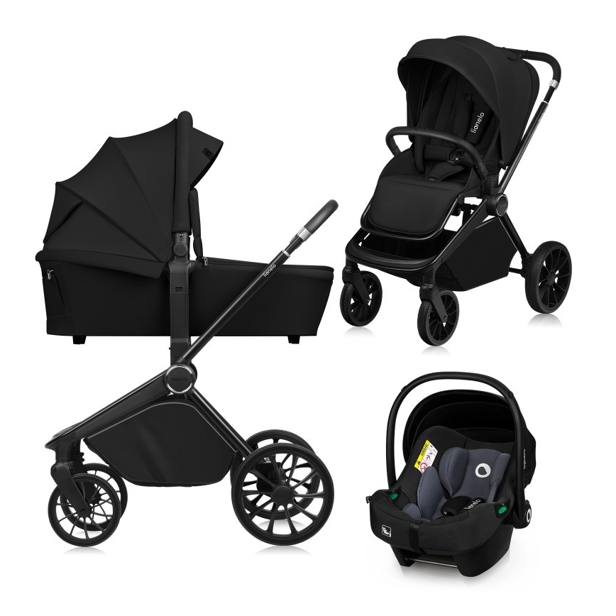 Lionelo - Cochecito combinado 3 en 1 MIKA PLUS Negro ónix