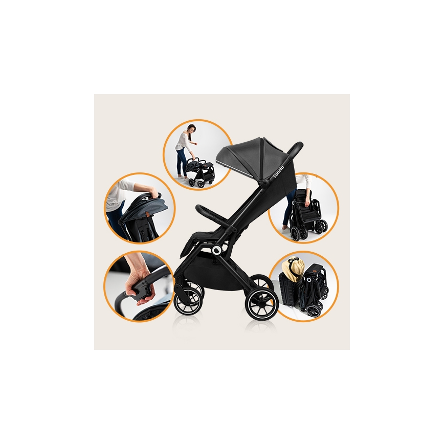 Lionelo - Cochecito deportivo CLOE negro/gris
