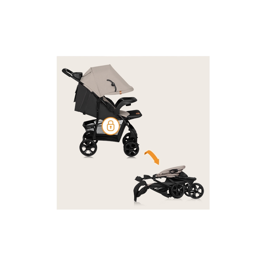 Lionelo - Cochecito deportivo EMMA PLUS beige/negro