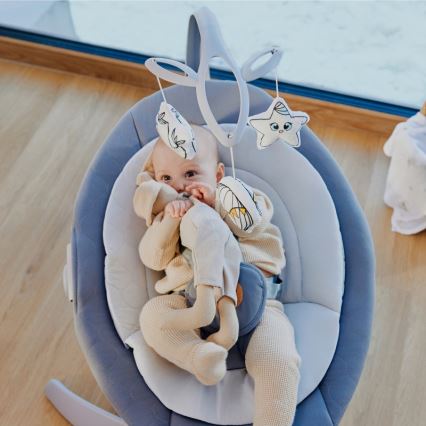 Lionelo - Columpio para bebé con melodía MELL Grey Stone 4xAA + control remoto