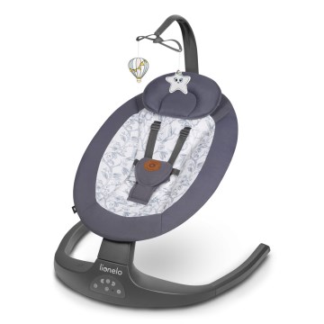 Lionelo - Columpio para bebé con melodía RALF 4xAA gris/blanco + mando a distancia
