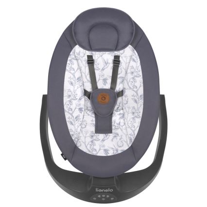 Lionelo - Columpio para bebé con melodía RALF 4xAA gris/blanco + mando a distancia