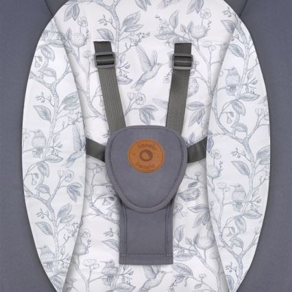 Lionelo - Columpio para bebé con melodía RALF 4xAA gris/blanco + mando a distancia