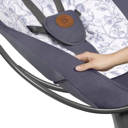 Lionelo - Columpio para bebé con melodía RALF 4xAA gris/blanco + mando a distancia